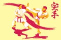 Karate is a martial art originating from Japan, with Japanese calligraphy Ã¢â¬ÅkarateÃ¢â¬Â Kanji.